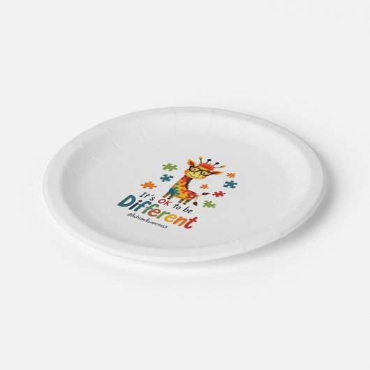 Autism Awareness Cute Giraffe Animal Its Ok To Be Pappteller (Schrägansicht)