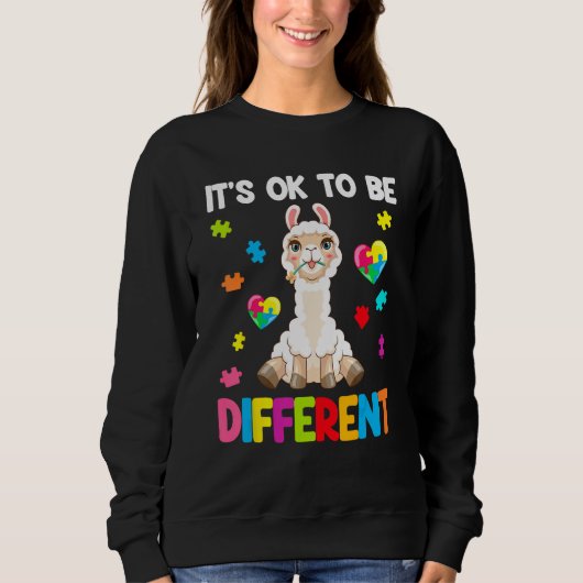 Autism Awareness Cute Llama  It s Ok To Be Differe Sweatshirt (Vorderseite)