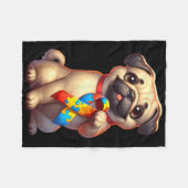 Autism Awareness Cute Pug Yellow Red Blue Dog Ribb Fleecedecke (Vorderseite (Horizontal))