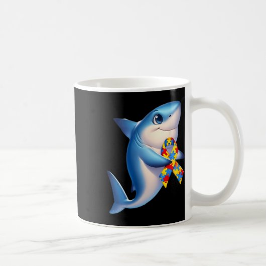 Autism Awareness Cute Shark Yellow Red Blue Animal Kaffeetasse (Rechts)