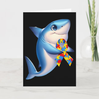 Autism Awareness Cute Shark Yellow Red Blue Animal Karte