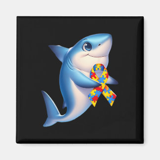 Autism Awareness Cute Shark Yellow Red Blue Animal Magnet