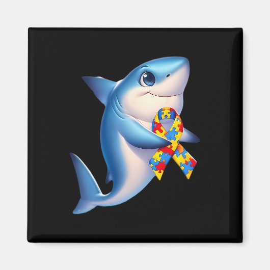 Autism Awareness Cute Shark Yellow Red Blue Animal Magnet (Vorne)