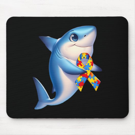 Autism Awareness Cute Shark Yellow Red Blue Animal Mousepad (Vorne)