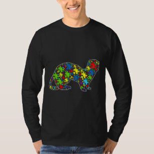 Autism Awareness Cute Weasel Puzzle Piece Animals T-Shirt
