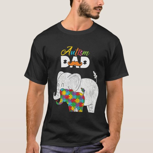 Autism Awareness Dad Proud Autistic Son Daughter E T-Shirt (Vorderseite)