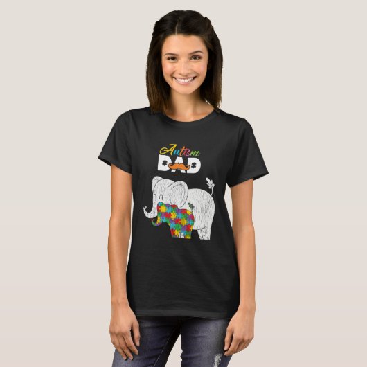 Autism Awareness Dad Proud Autistic Son Daughter E T-Shirt (Vorne ganz)