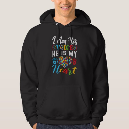 Autism Awareness Day I'm His Voice He Is My Heart Hoodie (Vorderseite)