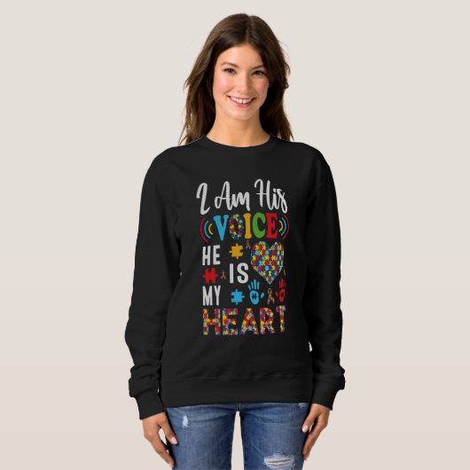 Autism Awareness Day I'm His Voice He Is My Heart  Sweatshirt (Vorne ganz)