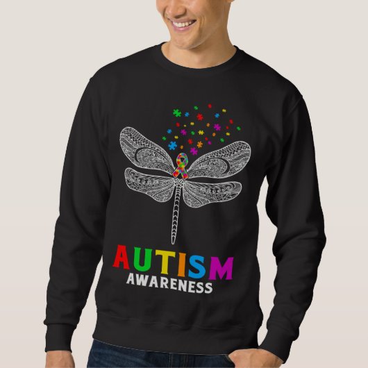 Autism Awareness Dragonfly Puzzle Pieces Support A Sweatshirt (Vorderseite)