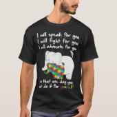 Autism Awareness Elephant Mom Teacher I Will Speak T-Shirt (Vorderseite)