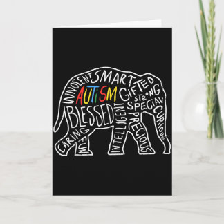 Autism Awareness Elephant Shirt Words Animal Lover Karte