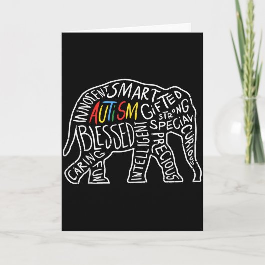 Autism Awareness Elephant Shirt Words Animal Lover Karte (Vorderseite)