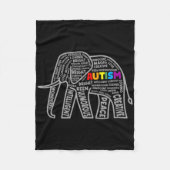 Autism Awareness Elephant Tygraphy T Shirt Fleecedecke (Vorderseite)