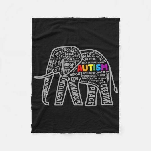 Autism Awareness Elephant Tygraphy T Shirt Fleecedecke (Vorderseite)