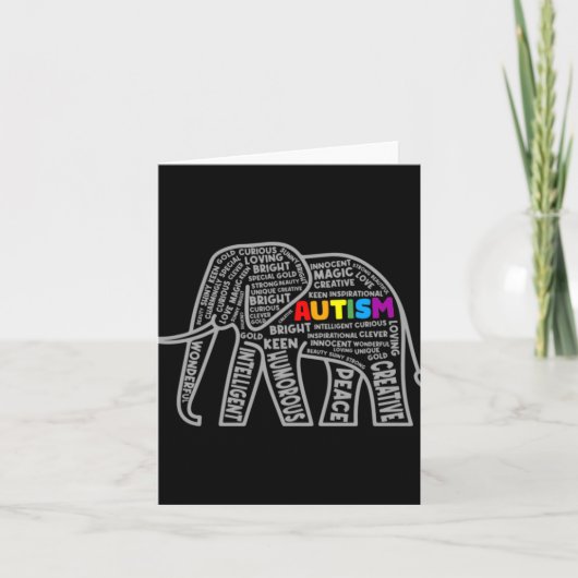 Autism Awareness Elephant Tygraphy T Shirt Karte (Vorderseite)