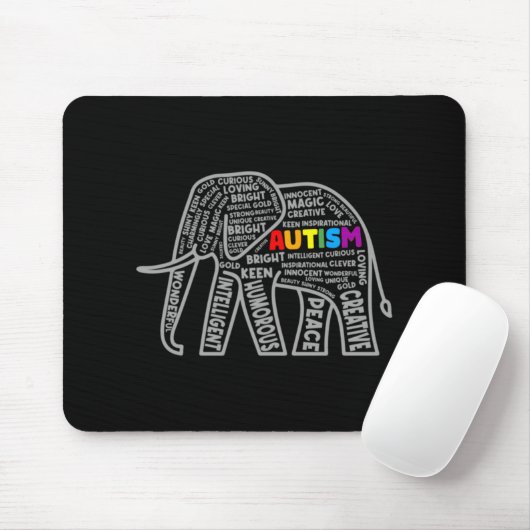 Autism Awareness Elephant Tygraphy T Shirt Mousepad (Mit Mouse)