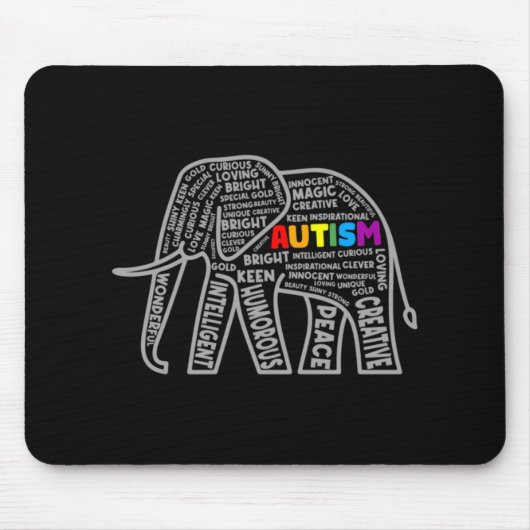 Autism Awareness Elephant Tygraphy T Shirt  Mousepad (Vorne)