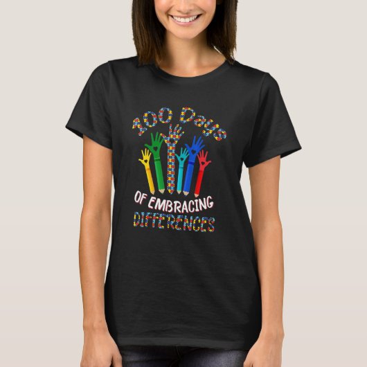 autism awareness embrace differences 100 days of s T-Shirt (Vorderseite)