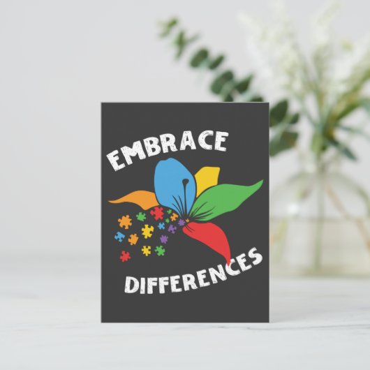 Autism Awareness Embrace Differences Puzzle Postkarte (Stehend Vorderseite)