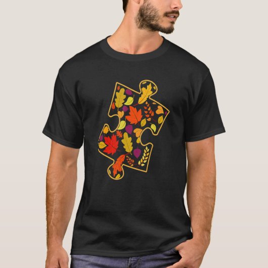 Autism Awareness Fall Leaf Autumn Thanksgiving Puz T-Shirt (Vorderseite)