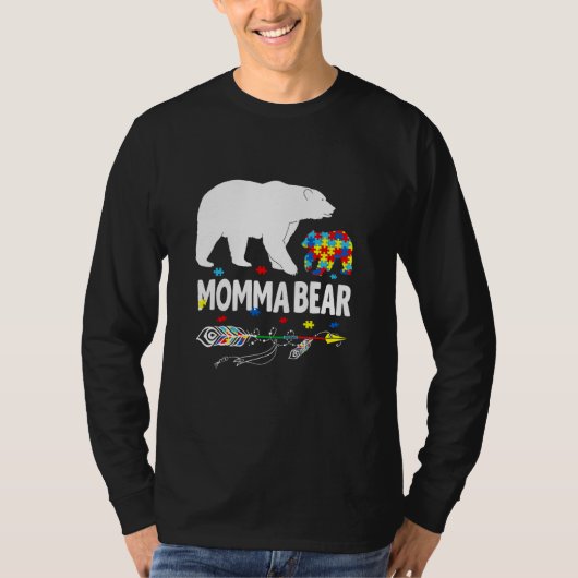 Autism Awareness Gift Momma Bear Support Autistic T-Shirt (Vorderseite)