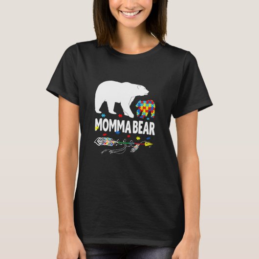 Autism Awareness Gift Momma Bear Support Autistic T-Shirt (Vorderseite)
