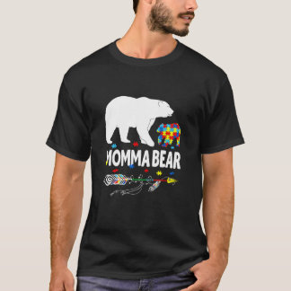 Autism Awareness Gift Momma Bear Support Autistic T-Shirt