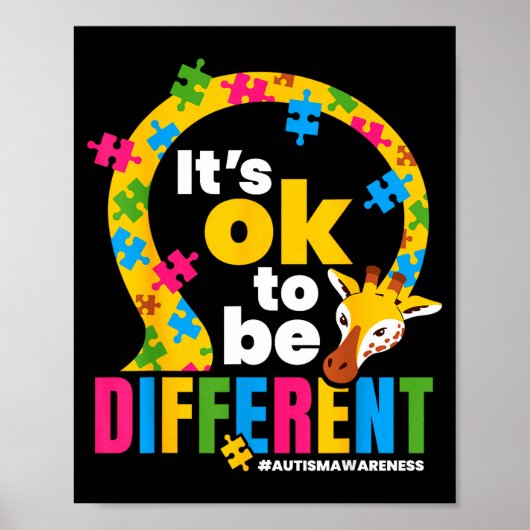 Autism Awareness Giraffe It’s Ok To Be Different G Poster (Vorne)