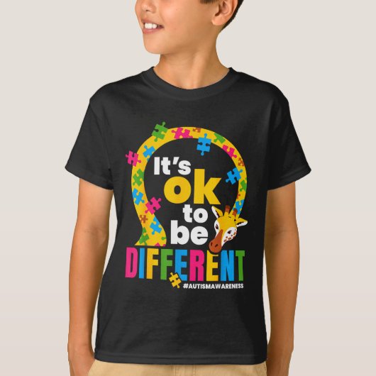 Autism Awareness Giraffe It’s Ok To Be Different G T-Shirt (Vorderseite)