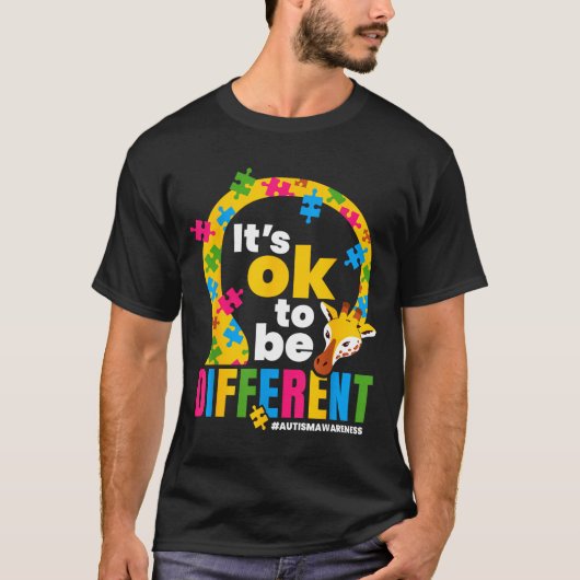 Autism Awareness Giraffe It’s Ok To Be Different G T-Shirt (Vorderseite)