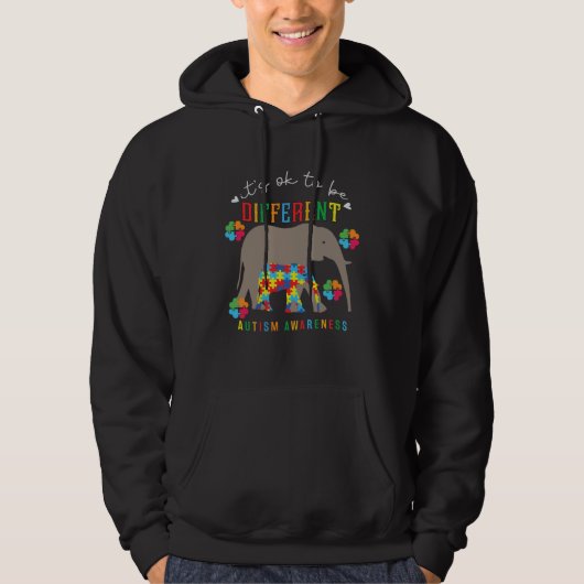 Autism Awareness It s Ok To Be Different Elephants Hoodie (Vorderseite)