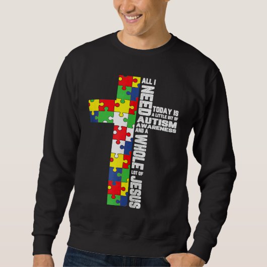Autism Awareness Jesus Cross Christian God Jigsaw Sweatshirt (Vorderseite)
