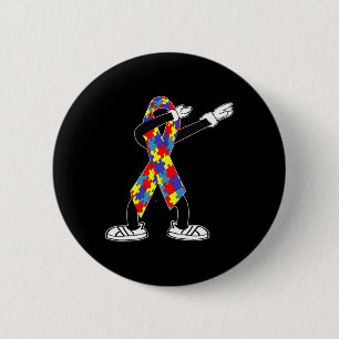 Autism Awareness Kids Dabbing Puzzle Piece Love Da Button