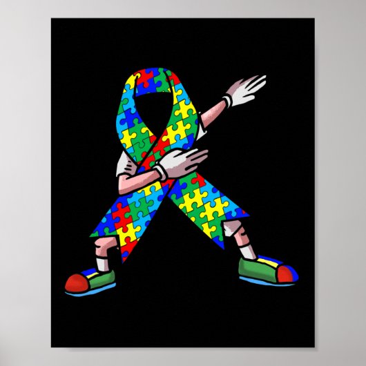 Autism Awareness Kids Dabbing Puzzle Piece Love Da Poster (Vorne)