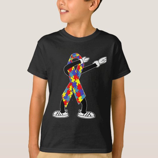 Autism Awareness Kids Dabbing Puzzle Piece Love Da T-Shirt (Vorderseite)