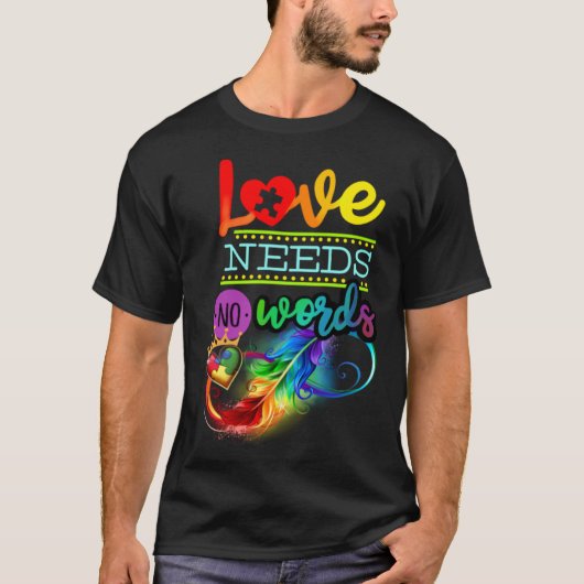 Autism Awareness Love Feather Rainbow Puzzle Infin T-Shirt (Vorderseite)