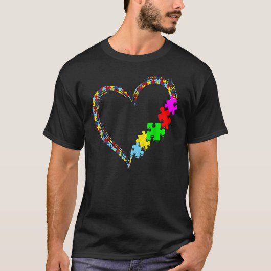 Autism Awareness Love Heart Puzzle Piece Valentine T-Shirt (Vorderseite)