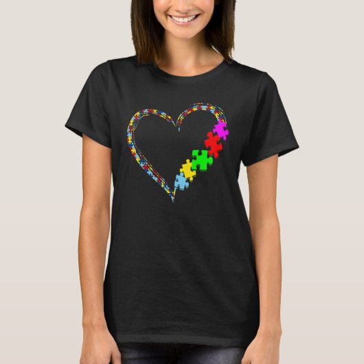Autism Awareness Love Heart Puzzle Piece Valentine T-Shirt (Vorderseite)