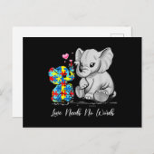 Autism Awareness Love Needs No Words Elephant Supp Postkarte (Vorne/Hinten)