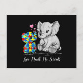 Autism Awareness Love Needs No Words Elephant Supp Postkarte (Vorderseite)