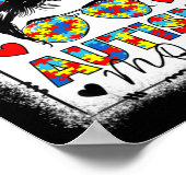 Autism Awareness Mom Life Messy Bun Bleached Mothe Poster (Ecke)