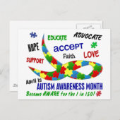 AUTISM AWARENESS MONAT APRIL POSTKARTE (Vorne/Hinten)