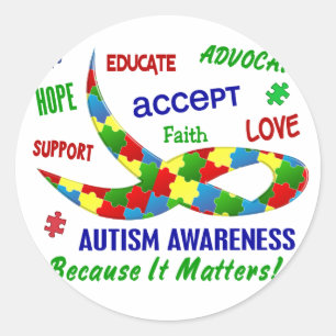 AUTISM AWARENESS MONAT APRIL RUNDER AUFKLEBER