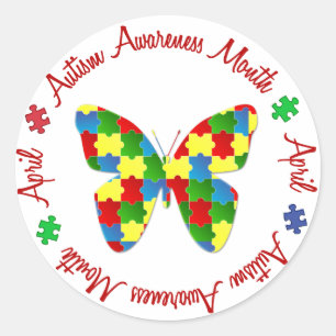 AUTISM AWARENESS MONAT APRIL RUNDER AUFKLEBER