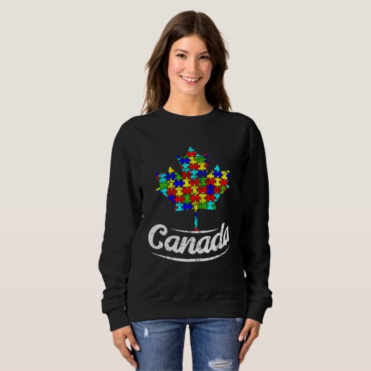 Autism Awareness Month Canada Leaf Autism Support Sweatshirt (Vorne ganz)
