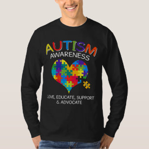 Autism Awareness Month Love Heart Puzzle Piece Wom T-Shirt