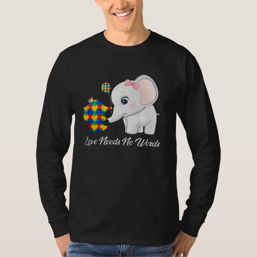 Autism Awareness Month Mama Papa Elephant Love Nee T-Shirt (Vorderseite)