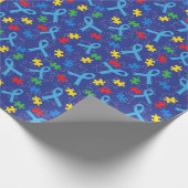 Autism Awareness Month Ribbon Puzzle Pattern Geschenkpapier (Ecke)