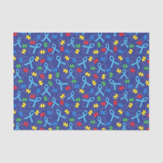 Autism Awareness Month Ribbon Puzzle Pattern Seidenpapier (Vorderseite)